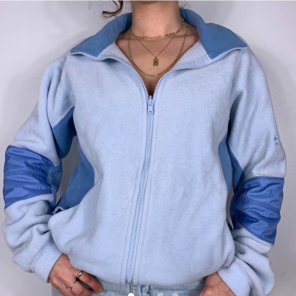 COLUMBIA BABY BLUE PASTEL FLEECES CHUNKY ZIPPED DOWN SWEATER